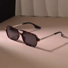 1 pieza Gafas de moda ovaladas clásicas para hombres y mujeres, estilo retro cuadrado, casual y sencillo, con forma de aviador personalizada