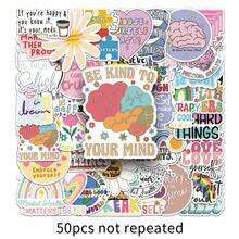 50pcs Psychological Health Slogans Graffiti Stickers Helps Cure Depression - Waterproof PVC Decals For Phone Cases, Laptops, Refrigerators, Suitcases & More - Reusable, High-Quality, Glossy & Matte Finish, Versatile Adhesive | Pastel Graffiti Stickers | Reusable Stickers - 彩色 - 查看 11