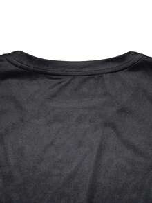 Men Plus Size Summer Dark Retro Casual Short Sleeve Round Neck T-Shirt, Polyester Fabric, Suitable For Sports And Fitness, Emo