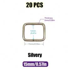 20 chiếc/gói 10-38mm Vòng khóa hình chữ nhật bằng kim loại Vòng khóa trượt cho thắt lưng, dây đeo ba lô, túi xách, vòng cổ thú cưng, phụ kiện tự làm - Nhiều màu - Xem 19