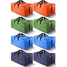 Entrega local Paquete de 8 cajas de almacenamiento y transporte grandes y resistentes con cremalleras y asas de transporte - resistentes al agua, plegables para ahorrar espacio, alternativa a las cajas de mudanza (semi transparente) - Multicolor - Ver 8