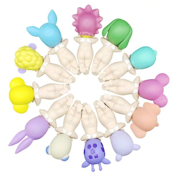 12pcs Random Style Cute Party Sonny Angels Blind Box, Animal Lying Angel, Mobile Phone Case Sticker Car Interior, Table Decoration, Model, Action Collection, Backpack Decoration, Christmas, Holiday Party Entertainment, Birthday Party Gifts