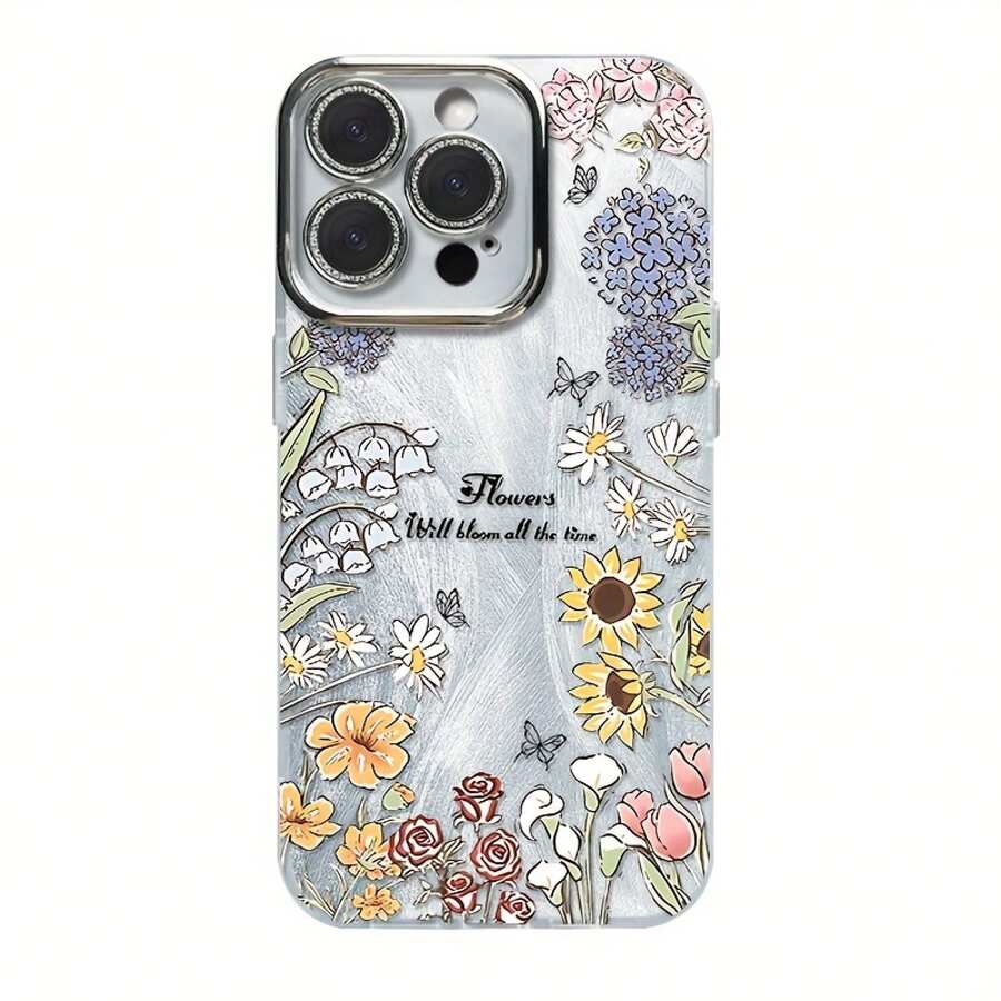 Estuche para teléfono 1PC 2025 Año Nuevo 16/15/14/13/12/11 Pro Plus Patrón colorido Textura de galvanoplastia Teléfono móvil con láser IMD, con película de lente, teléfono móvil híbrido clásico antigolpes, se puede utilizar como hombres y mujeres - Colores mixtos 1 - Ver 1