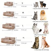 Comodo divano letto in peluche per animali domestici, letto per cani e gatti - rimovibile e lavabile, base antiscivolo, con cuscino incluso - colore caffè (disponibile in diverse misure)