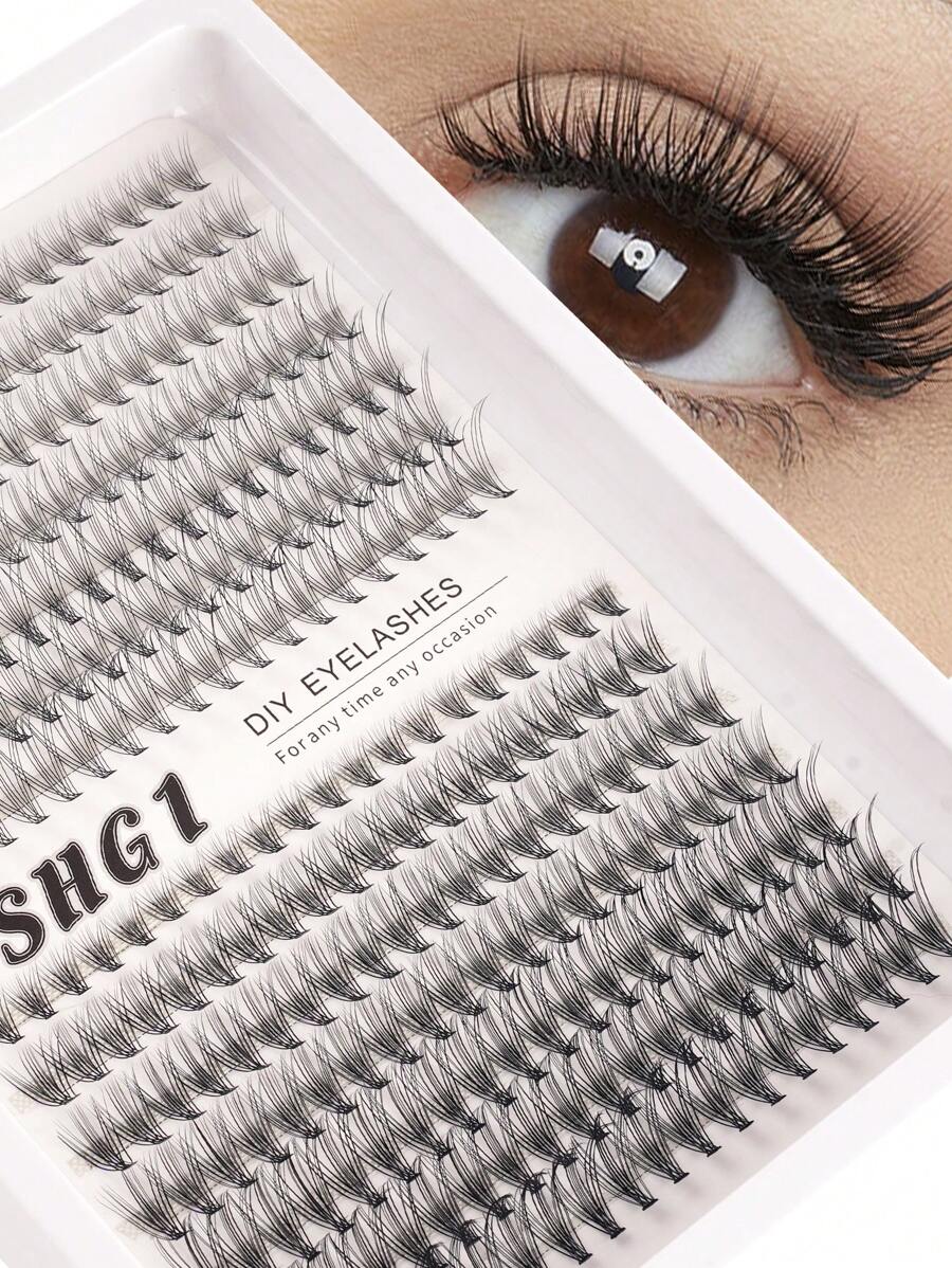 280pcs Classic 10D/20D Suitable For Beginners, DIY False Eyelashes, Long Individual Lashes, Mink Fur Cluster Eyelash Extensions Lash Clusters, Eyelash Clusters, Individual Eyelashes, Lashes, Fake Lashes - Black - View 1