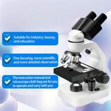 Microscopio compuesto binocular con 4 objetivos, aumento de 40X a 2500X, actualizado con luces LED superior e inferior, incluye oculares y accesorios de observación, microscopio de sobremesa con armazón de metal para experimentos científicos