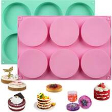 1 件硅胶松饼顶烤盘，用于烘焙，4 英寸不粘圆形烘焙模具，用于迷你蛋糕、松饼顶、甜点、汉堡包、三明治制作 - 彩色 - 查看 6