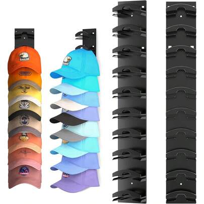 棒球帽收纳盒 36cm长 最多可放20顶帽子 2种安装和悬挂方式 适用于墙门柜