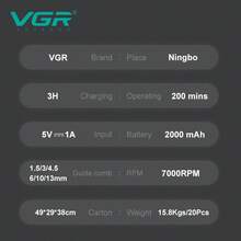 VGR 理发器套装电动专业理发器无线理发器数显修剪器男士理发器可调节理发器 V-196&V-996 - 彩色 - 查看 7