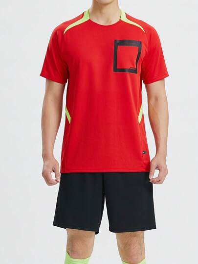 Men's Sports Referee Uniform, Football, Badminton, Table Tennis Training, Running Comfortable Sports Pocket Tee, Breathable Short Sleeve