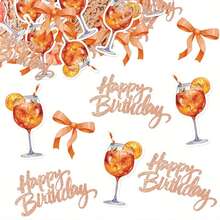 100 SZT. Kieliszki do wina Letnie Konfetti na Imprezę, Dekoracje Stołu, Konfetti na Urodziny. Konfetti na Imprezę Aperol Orange Light Cocktail, Dekoracja Imprezy Festiwalu Piwa