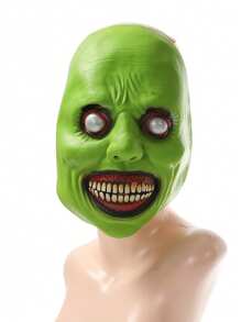 1 Stück Halloween Maske aus natürlichem Latex, wiederverwendbar, mit weißen Augen und lächelndem Ausdruck, skurrile Latex-Maske, unheimliche Maske, Party Rollenspiel Kostümzubehör, Feiertagsparty Verkleidung Requisiten