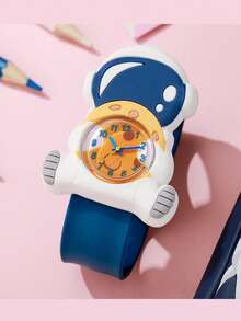 1pc Casual & Cute Cartoon 3D Rocket & Astronaut Print Quartz Watch, Suitable For Birthday, Back To School, Summer Vacation, Halloween Gift - Navy Blue - View 5