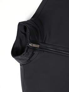 Set bărbătesc de 2 bucăți, la modă, pentru toamnă/iarnă, include jachetă caldă, îngroșată, cu guler înalt și pantaloni de trening căptușiți termic, potriviți ca și cadou pentru bărbați - Negru - Vizualizare 6