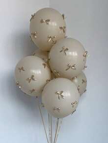 10/92/102pcs Ivory Latex Balloons With Gold Bow Decor, Essential For Party Decoration, Suitable For Birthday Party, Wedding, Photography Props, Christmas, New Year And More - Gold - View 6