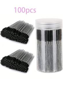 100/70/50 piezas Brochas para pestañas, varillas de máscara con contenedor, rizadores de cejas desechables flexibles, cepillo de pestañas para extensiones de pestañas, rizador de cejas, brochas de aceite de ricino (no todos los artículos vienen en botella) (varios colores disponibles)