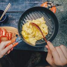 Trwała patelnia zewnętrzna o pojemności 0,9 l ze składanym uchwytem, nieprzywierająca, lekka, przenośna patelnia do smażenia steków, piknik