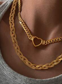 1 Stück Halskette mit Anhänger aus vergoldetem Edelstahl und Zirkonia, Edelstahl Panzerkette, geeignet für den täglichen Gebrauch von Frauen, Y2K Street Fashion Halskette, Schönes Sommer-Geschenk für Frauen