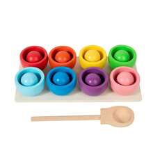 Nuovo prodotto lanciato: giocattolo Montessori per l'educazione precoce del bambino, con molletta a sfera, corrispondenza cromatica a molletta, gioco educativo per bambini con puzzle di classificazione cromatica, esercizio di movimenti fini delle mani del bambino, coordinazione mano-occhio, puzzle in legno, interazione genitore-figlio