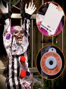 1 Peça Decoração de Halloween, Boneco de Palhaço Pendurado com Som de Grito, Acessório de Festa Assombrada, Decoração de Casa, Ornamento Elétrico de Queda Engraçado, Presente de Halloween