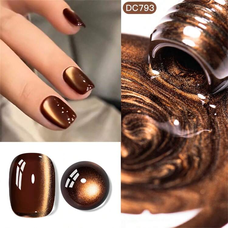 6支装7毫升闪亮玻璃珠猫咪磁性凝胶指甲油套装，闪光黑、亮红色，半永久可卸UV凝胶指甲油，夏季美甲用品 - 彩色 - 查看 3