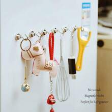 6pcs Magnetic Hooks - Magnetic Hooks, Easy Wall Mounting, Polished Metal Surface, Suitable For Home Organization, Kitchen, Office, Cruise And Camping, Multi-Style
