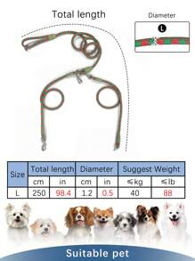 1pc Nylon Material 2-Way Glow-In-The-Dark Pet Leash, Double-Ended Dog Walking Leash Frees Up Hands For Jogging & Walking, Suitable For 2 Pets