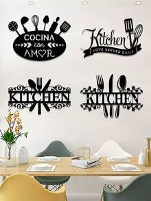 1 buc. Decorațiune murală metalică pentru bucătărie, semn decorativ pentru bucătărie cu design de ustensile de gătit, ușor de instalat, semn metalic, decor de perete pentru bucătărie și sufragerie, decor cameră, decor și accesorii pentru bucătărie, Halloween, Ziua Recunoștinței, decorațiune de Crăciun, cadou ideal de sărbători pentru familie și prieteni, decor de casă, decor de Halloween - Multicolor - Vizualizare 2