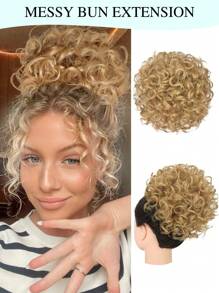 Large Curly Messy Bun Hair Piece Elastic Drawstring Ponytail Loose Wavy Short Ponytail Extension Synthetic Hair Tousled Fake Hair Bun For Women Daily Use