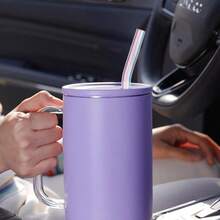 QY12Pack Iridescent Glass Drinking Straws Fit For 30oz 40oz  Tumbler 12 Clear Reusable Straws Fit For  Cup 6 Straight 6 Bent Straws W 2 Brushes For Milkshakes Frozen Drinks2216 - 彩虹色(適用於30盎司40盎司) - 查看 5