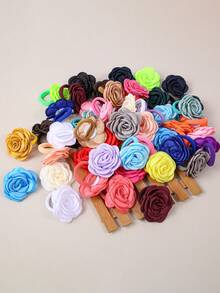 Bilicaca 10 件/套彩色缎玫瑰发带弹性发带可爱花卉发饰，适合儿童女孩，非常适合日常和返校发型设计、派对和礼物，防滑耐用发绳