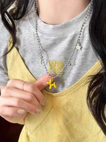 1pc Lovely Sweet Balloon Puppy Pendant Necklace, Fashion Jewelry Accessories For Women, Suitable For Daily Use, Music Festival, Party, Great Gift For Friends, Puppy Keep