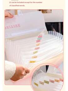 1pc 12-Grid Ombre Color Handle A4 Accordion File Bag, High-Quality School Student Document Organizer Folder,For School Supplies,Back To School