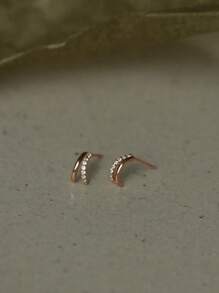 BALMORA 1 Pair Fashionable S925 Sterling Silver C-Shaped Geometric Full Zirconia Earrings, Suitable For Women's Daily Wear, Can Be Given As A Gift