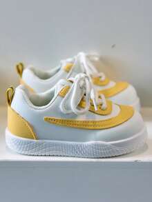 1 Đôi giày thể thao thời trang cho trẻ em, giày thể thao vải mềm chống trượt chống mài mòn cho trẻ mới biết đi - Màu vàng - Xem 4