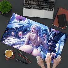 Anime Girl Design Washable Mouse Pad, Non-Slip Rubber Gaming Desk, High Definition Print, Durable Stitched Edges, Office, Study, And Gaming - Friends - 11,81x27,56in - Xem 12