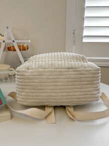 1 件灯芯绒背包 - 新款韩版百搭背包，适合大学生/在校学生，大容量通勤旅行包书包