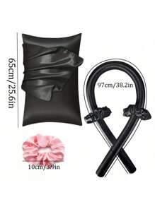 5 件套无热卷发套装，卷发棒头带，带发圈发夹，弹性发圈，柔软 DIY 波浪卷发造型工具，适合中长发卷发，返校、旅行度假必备品，女士发饰