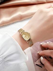 新款时尚女士手镯腕表，复古奢华简约优雅轻巧百搭石英表，适合日常佩戴、生日礼物、派对、节日聚会，是送给自己或朋友的理想之选。 - 金色 - 查看 3
