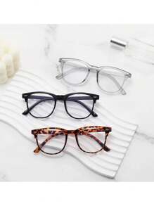 1副/2副复古Y2K男女通用透明镜片眼镜，时尚百搭，修饰脸型，适合日常装饰、摄影、约会、阅读、游戏、电脑使用、返校季等场合，可与近视眼镜搭配佩戴。 - 彩色 - 查看 7