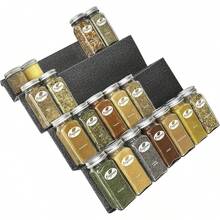 Organizador de cajones de especias de acero de calibre pesado de 4 niveles, bandeja de inserción de cajones para tarros, hierbas y condimentos, almacenamiento de clóset de cocina - Bandeja para especias de 13-1/4" - Grande - Ver 9