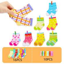 26/53pcs Children's Colorful Life Skills Matching Game - Mixed Color Educational Cognitive Toys, Paper Material, Suitable For Primary School And Kindergarten, Sock And Glove Pairing Game - Random Color Styles - Multicolor - View 6
