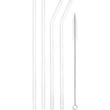QYReusable Straws Glass Straw 4pcs 200x6.2mm Travel Tumbler Replacement Straw With One Cleaning Brush For Frozen Bubble Tea Drinks2216 - 200x6.2毫米 - 查看 1