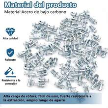 MEFENY 100piezas Set de tuercas en forma de pétalo premium - Acero al carbono duradero, resistente a la oxidación, fácil instalación con alicates para proyectos de decoración del hogar y construcción seguros en paredes de yeso y huecas.Tres especificaciones:M4x25, M5x25 y M6x25. - Plateado - Ver 4