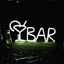 1 pezzo Luce a LED a forma di lettera "Bar", lampada alfabeto a luce bianca calda, combinazione di parole DIY BAR adatta per bar, taverna, festa, compleanno, campeggio, zona pranzo, corridoio, dormitorio, camera da letto, spuntino notturno, ristorante e scene di festa, decorazione per San Valentino, Festa della Mamma, Ognissanti, Natale e altre vacanze - funzionamento a batteria (batterie non incluse)