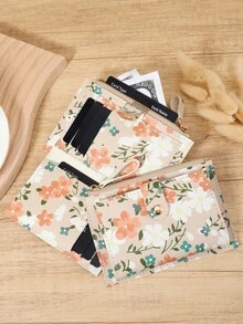 精致花朵花瓣图案带扣时尚卡夹轻薄便携现金身份证信用卡零钱袋适用于生日礼物周年纪念圣诞节情人节情侣女士女孩青少年大学生学校学生包学校用品适用于学校宿舍和返校 - 粉色 - 查看 9