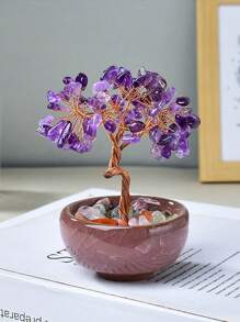 1 件水晶树装饰、圣诞桌面装饰礼物、家居装饰、办公桌装饰、派对礼品、卧室装饰、办公室装饰、房间装饰、房屋装饰、办公桌配件、桌面装饰、优秀的教师礼物、办公桌用品、粉色装饰、水晶饰品、婚礼用品