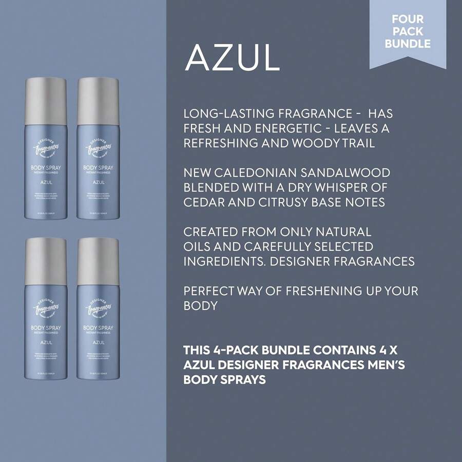 设计师香水 4 罐混合装身体喷雾除臭剂 - 随时随地保持清新 - 持久留香 - 精美礼品套装 150 毫升