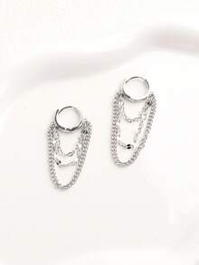 1 对精致不锈钢链环耳环，适合女士女孩，时尚日常珠宝礼物 - 流蘇耳環 - 查看 7