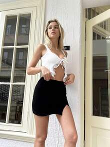 Women's High Waist Split Hem Bodycon Pencil Skirts, Styles - 白色 - 查看 11